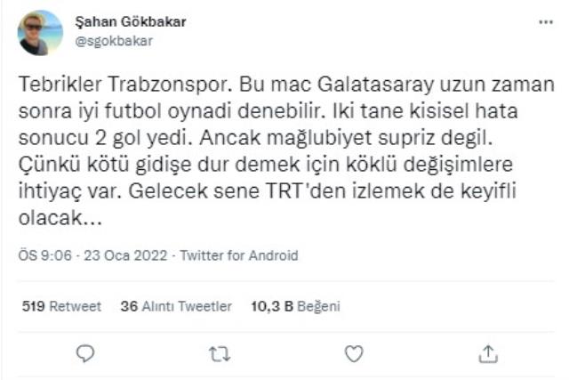 Şahan Gökbakar'ın küme düşme paylaşımıyla yer yerinden oynadı: TRT'de keyifli olacak